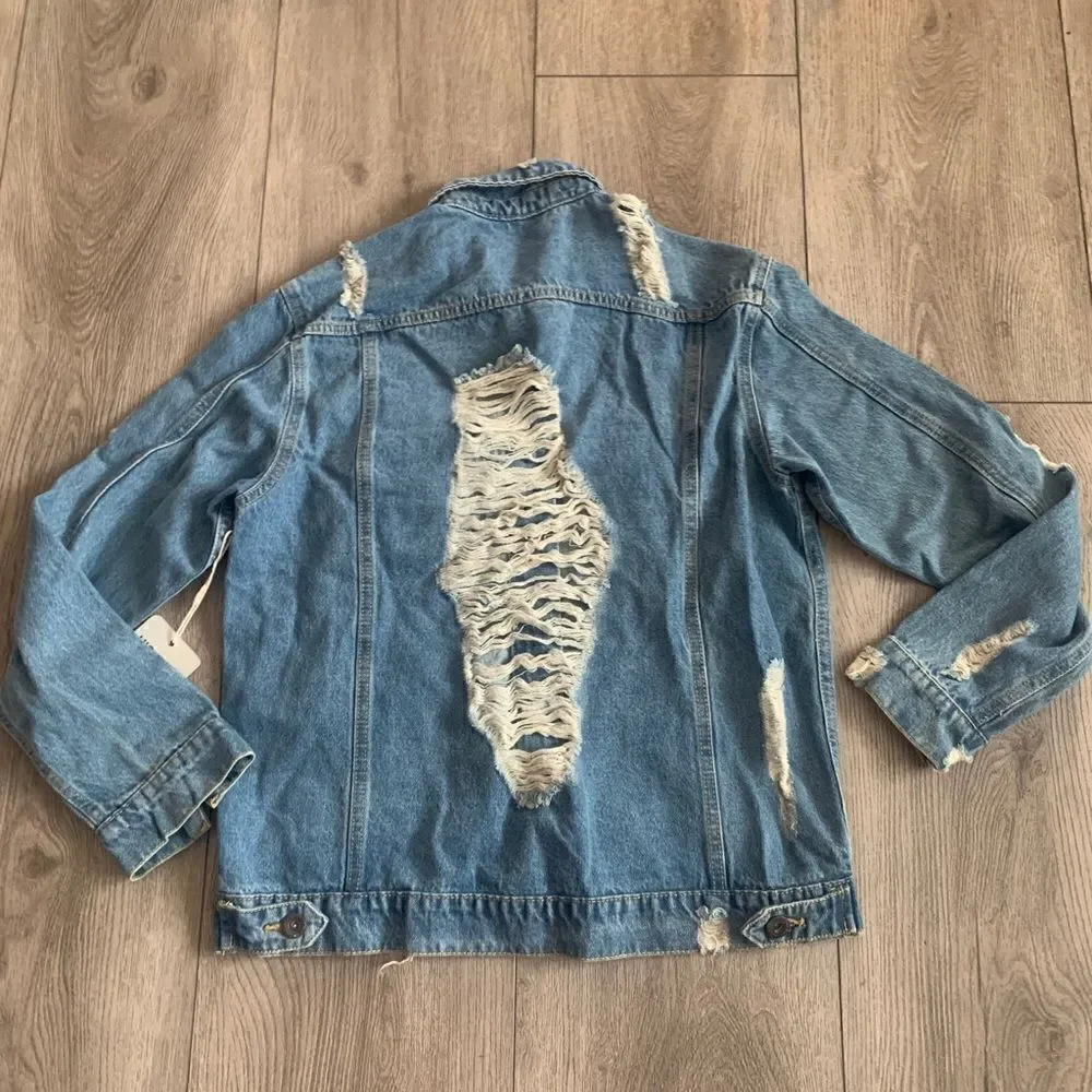 Highway premium denim jeans 100%cotton distressed jacket - Picture 2 of 3